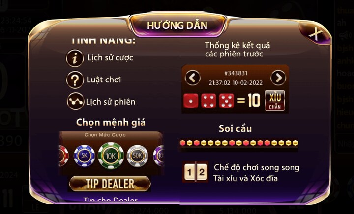 Các tính năng cơ bản của tài xỉu nổ hũ