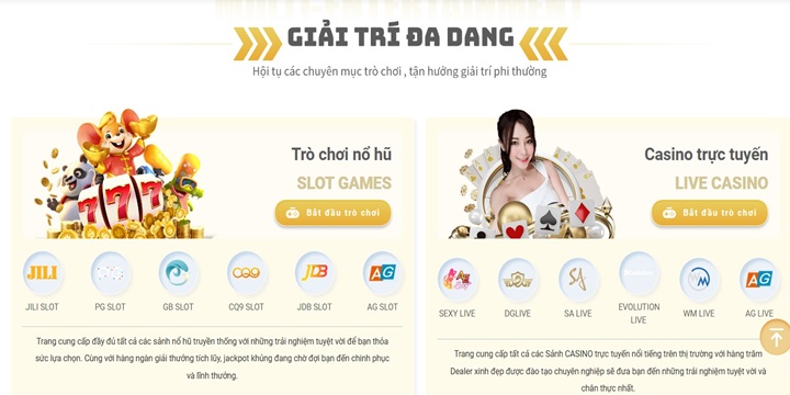 Sảnh game cực cuốn chỉ có tại B8B