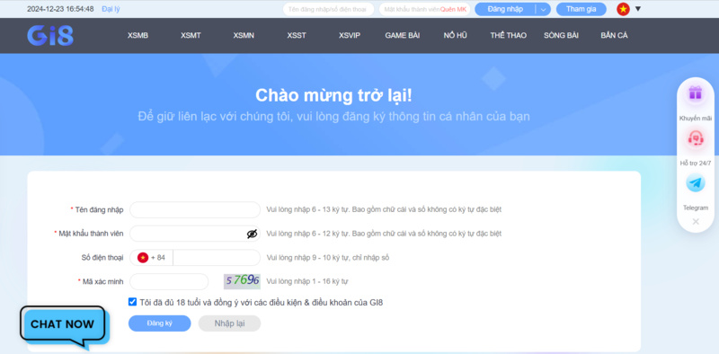 Cách đăng ký tài khoản Gi8