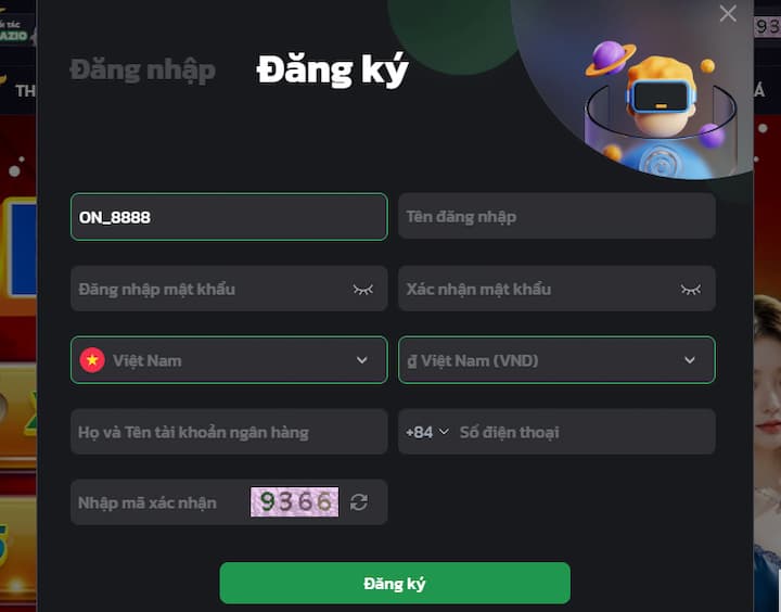 Đăng ký Onbet tham gia săn thưởng dễ dàng